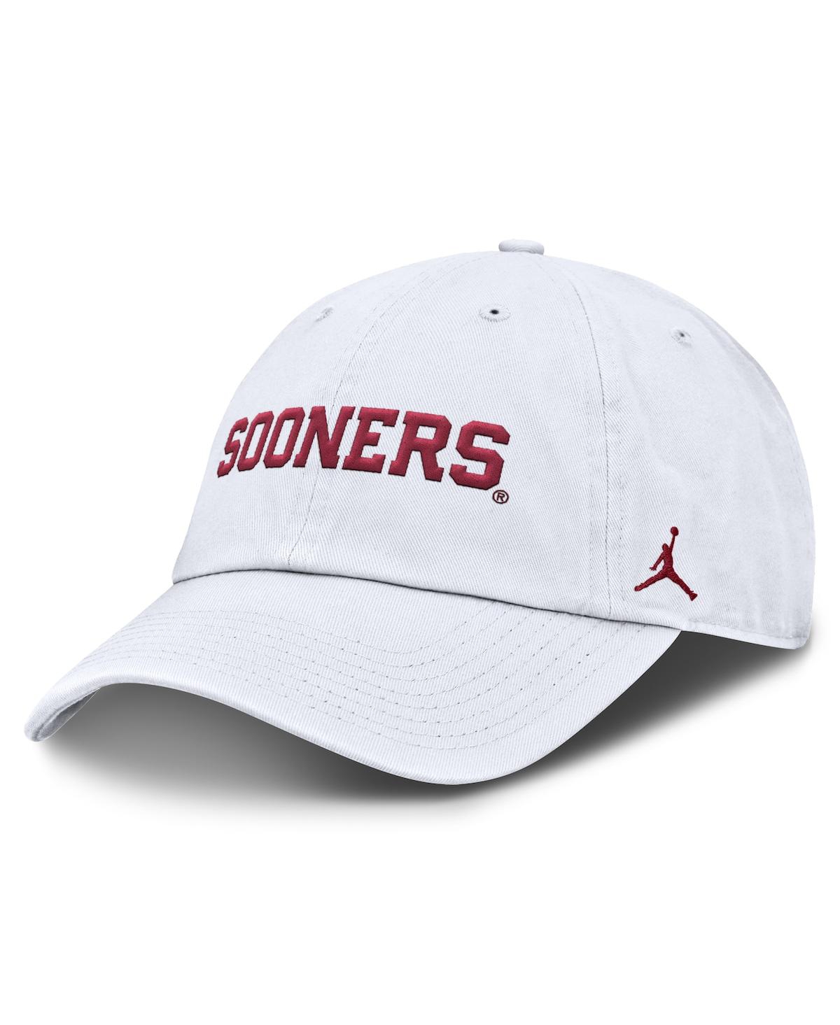 Jordan Men's White Oklahoma Sooners Core Club Mascot Wordmark Adjustable Hat In White