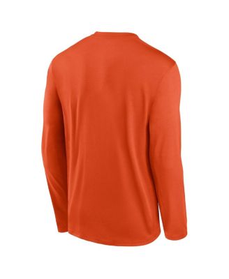 Men's Orange Clemson Tigers Primetime Center Lockup Two-Hit Legend Long Sleeve T-Shirt