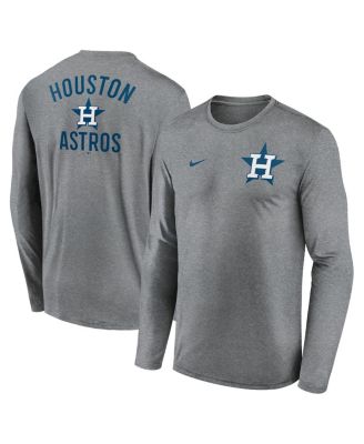 Nike - Men's Heather Charcoal Houston Astros 2-Hit Legend Performance Long Sleeve T-Shirt