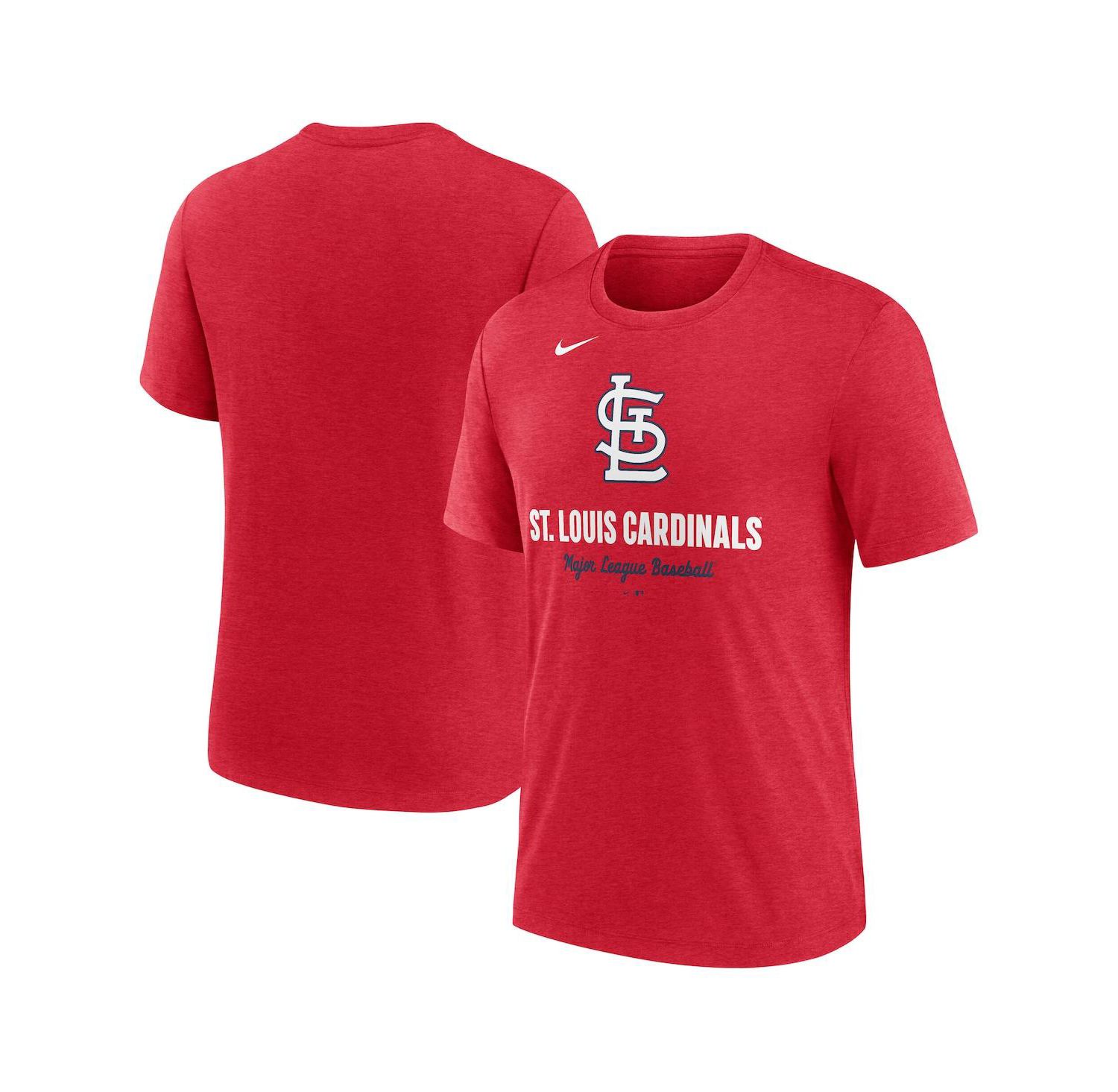 Men's Heather Red St. Louis Cardinals Logo Tri-Blend T-Shirt