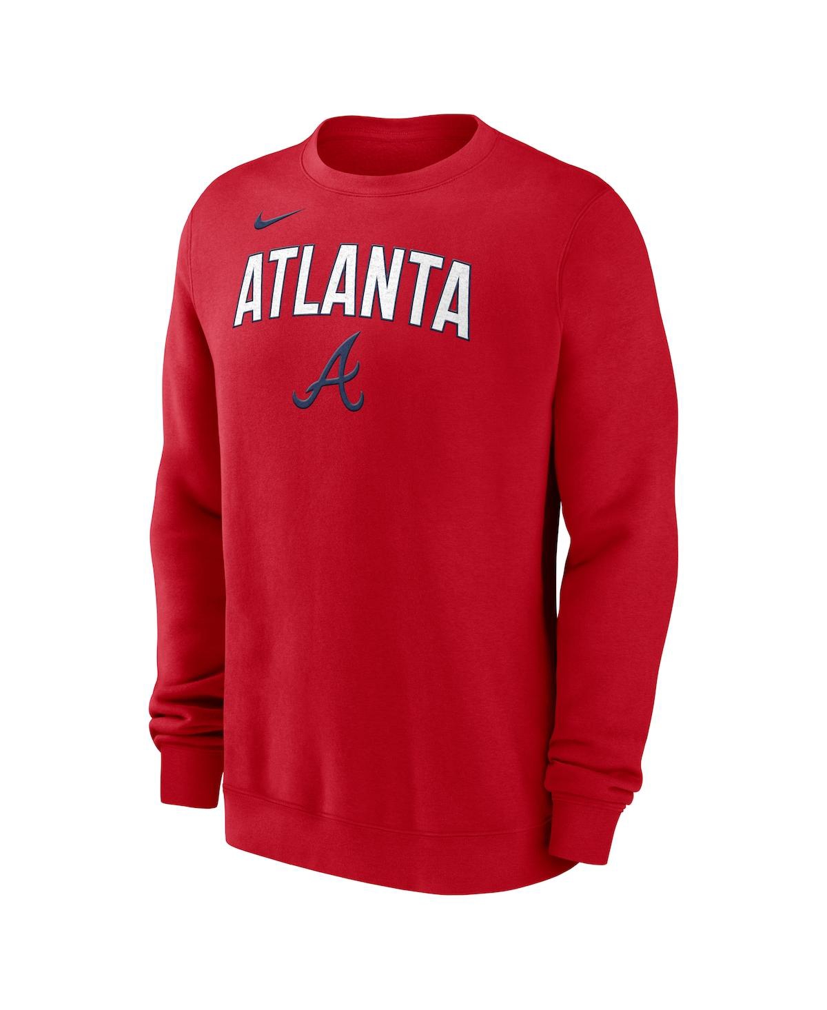 Nike Men's Red Atlanta Braves Pullover Sweatshirt In Red