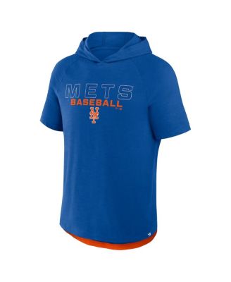 Men's Royal New York Mets Clubhouse Optimal Play Raglan Short Sleeve Pullover Hoodie