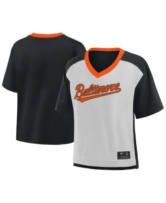 Fanatics - Women's Black/Graphite Baltimore Orioles Oversized Race To Win V-Neck T-Shirt