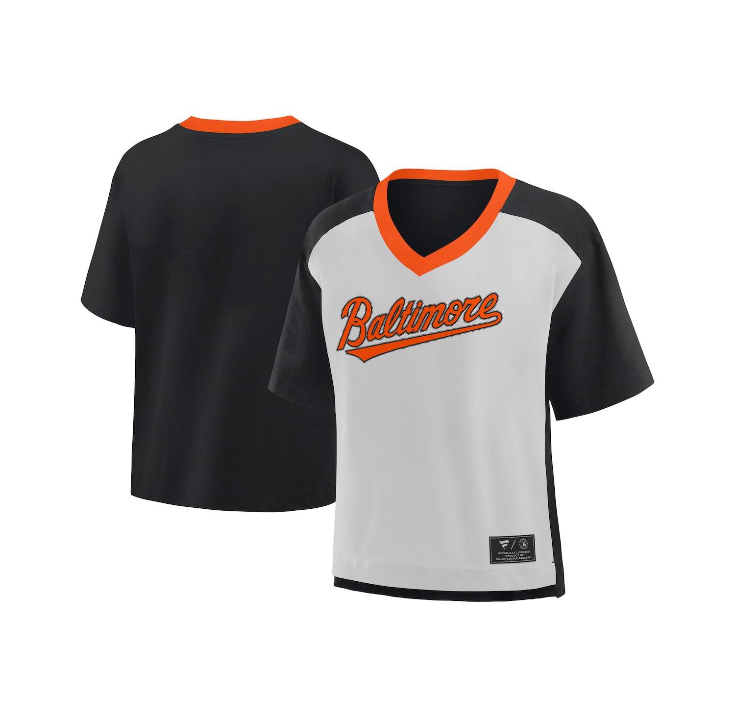 Women's Black/Graphite Baltimore Orioles Oversized Race to Win V-Neck T-Shirt