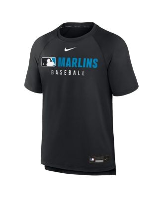 Men's Black Miami Marlins Authentic Collection Pregame Raglan Performance T-Shirt