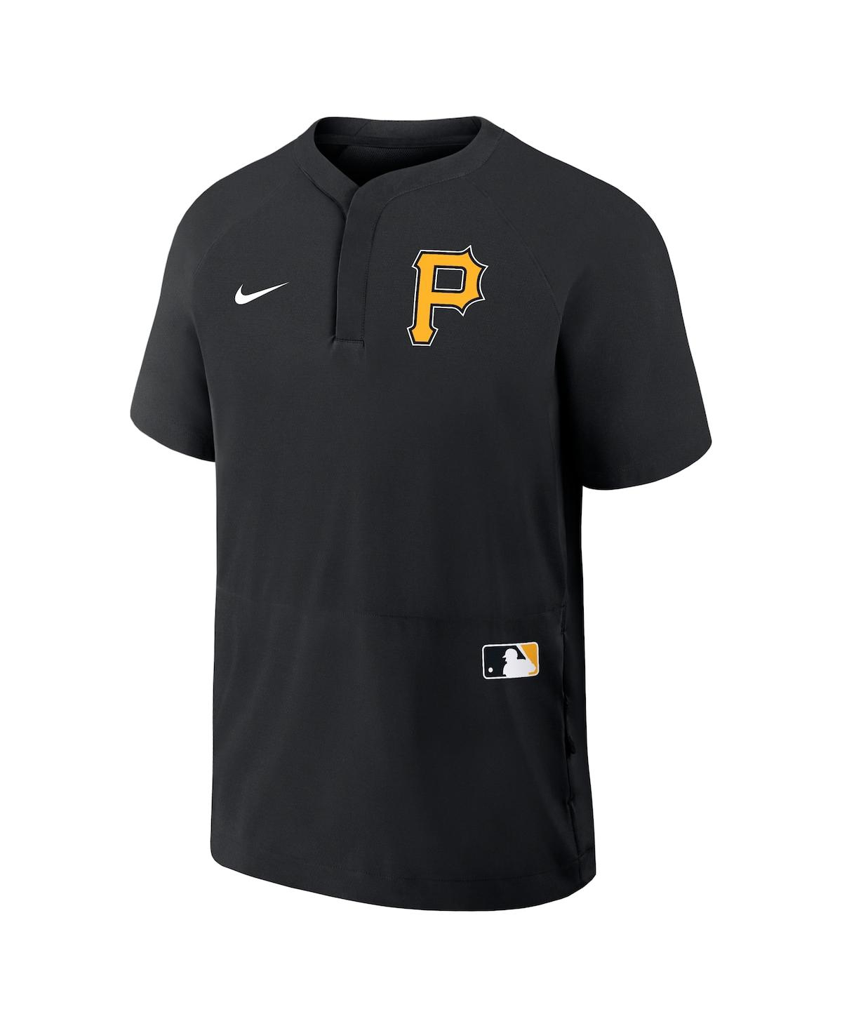 Nike Men's Black Pittsburgh Pirates Authentic Collection Raglan Short Sleeve Windshirt In Black