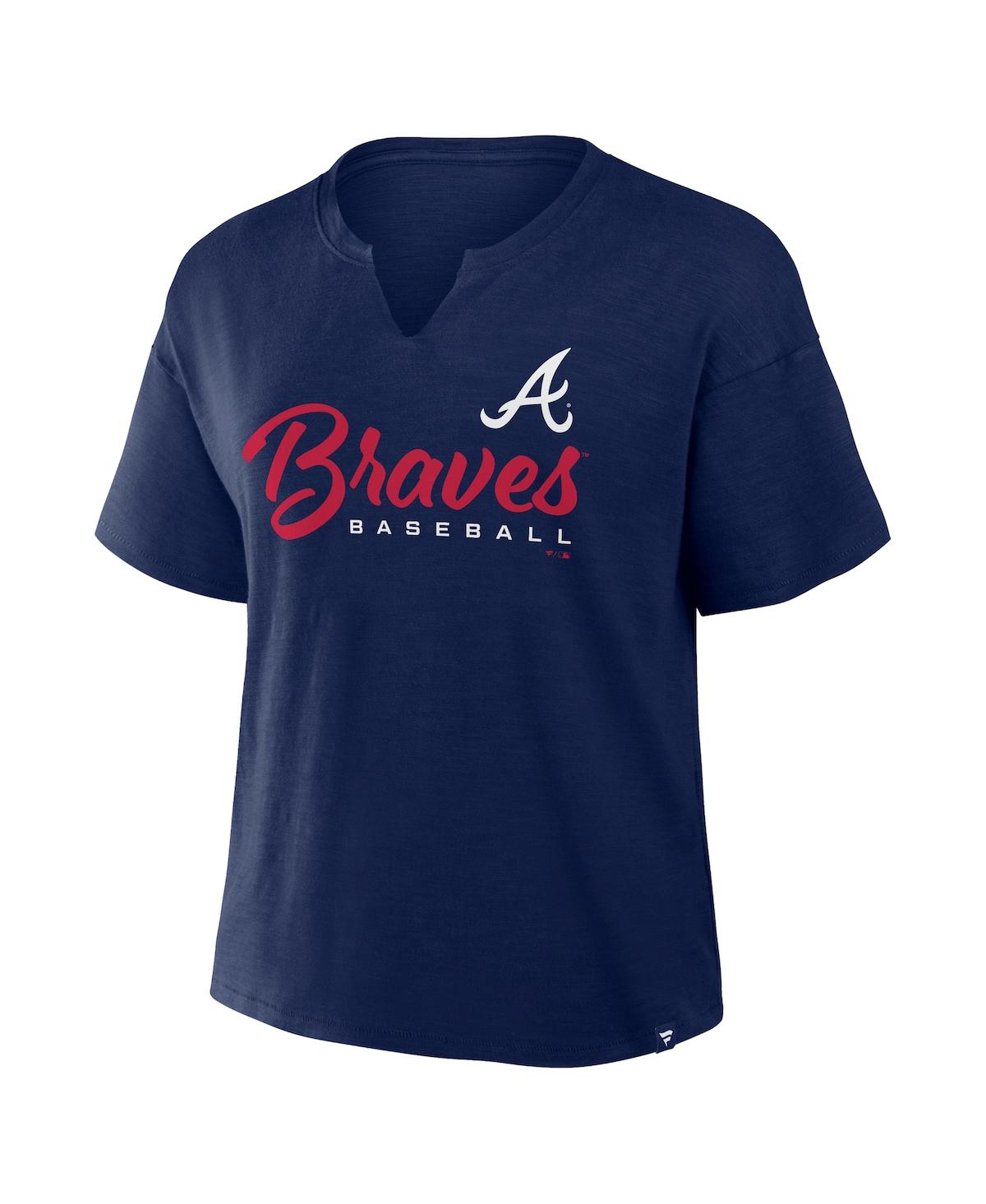 Fanatics Women's Navy Atlanta Braves Fan Fave Stadium Slub T-shirt In Navy