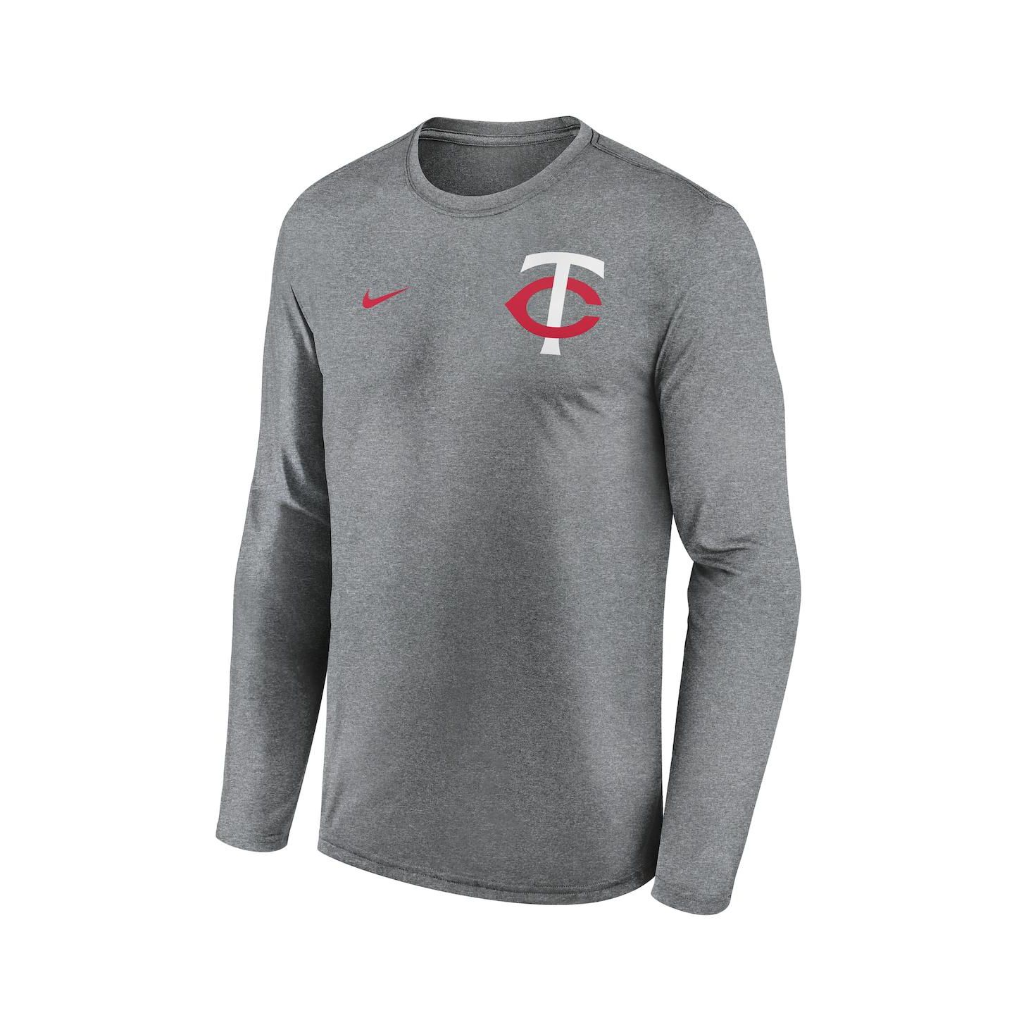 Мужская футболка Nike Heather Charcoal Minnesota Twins 2-Hit Legend Performance Long Sleeve — фото 2