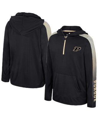 Colosseum - Big Boys and Girls Black Purdue Boilermakers Lumen Long Sleeve Quarter-Zip Hooded Windshirt