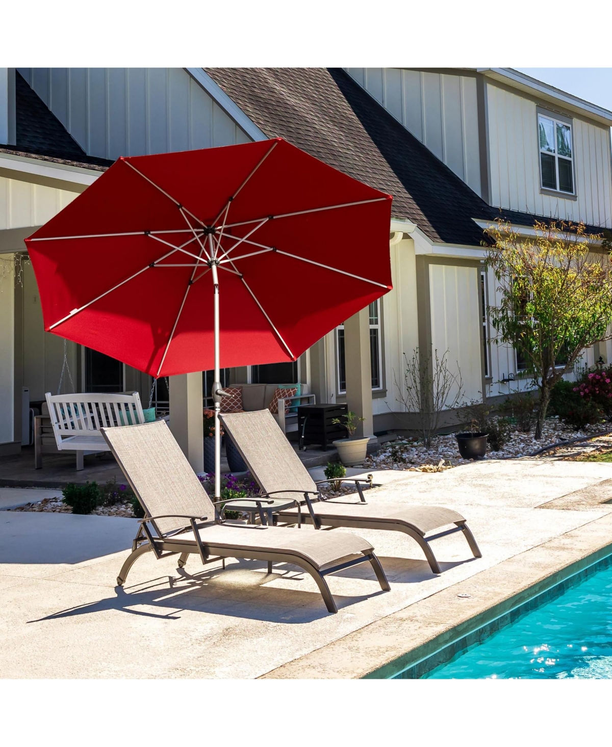 10FT Patio Umbrella, Outdoor Table Umbrella with Push Button Tilt and Crank, Uv Protection Waterproof Market Sun Umbrella with 8 Sturdy Ribs for Garde