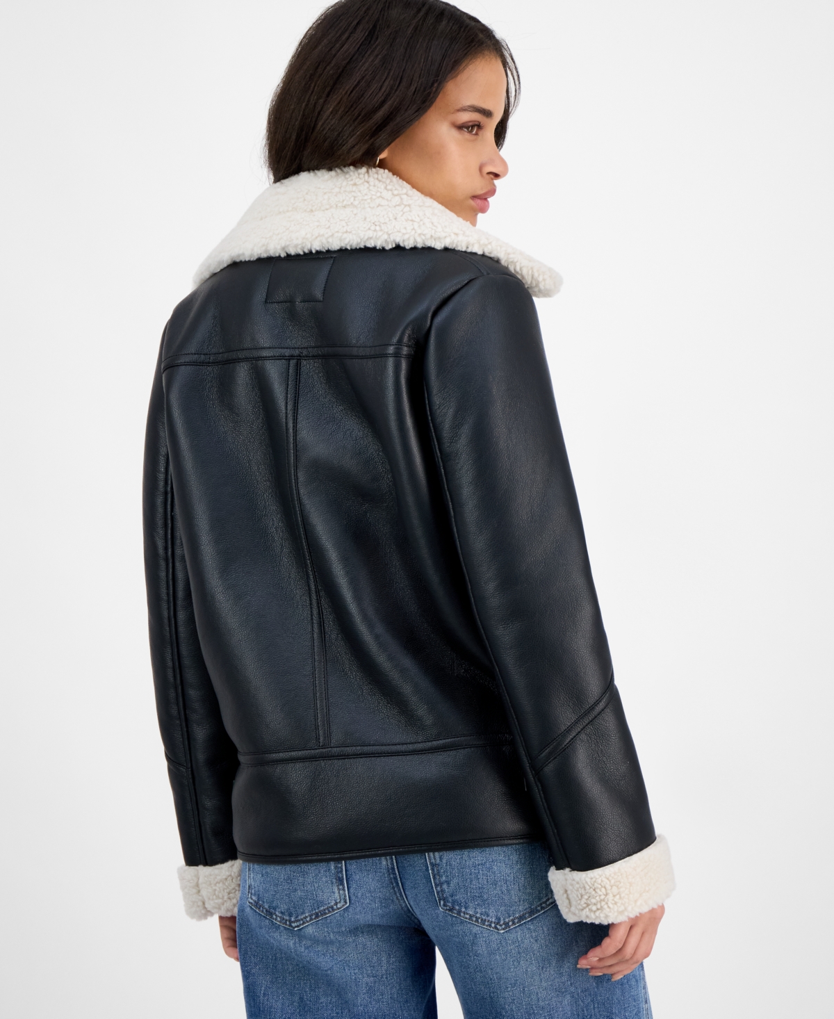 Steve Madden Women's Asymmetric Faux-shearling Coat In Black