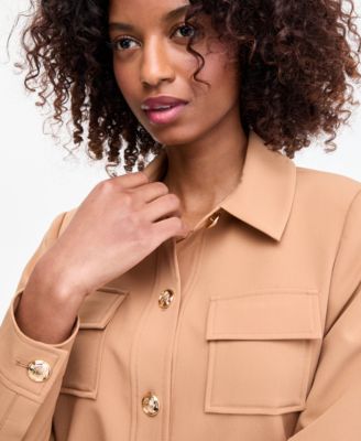 Women's Cropped Button-Front Jacket, Regular & Petites