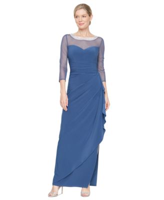 Alex Evenings - Petite 3/4-Sleeve Illusion Ruffled Gown