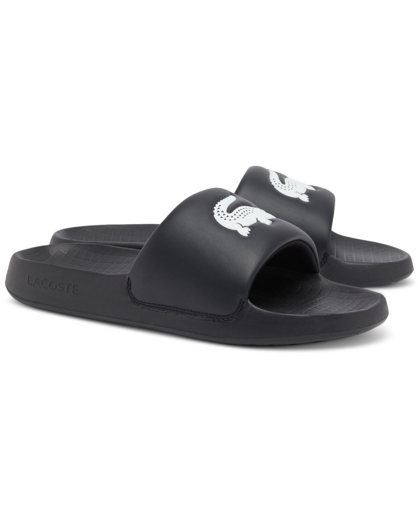 Мужские сандалии Lacoste Logo Serve Slides 1.0, цвет: Чёрный / Белый — фото 1