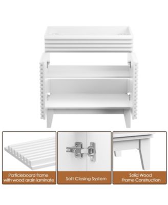 Particleboard Bathroom Cabinet Vanity with Storage and Wood Grain Laminate (Sink Basin Not Included)