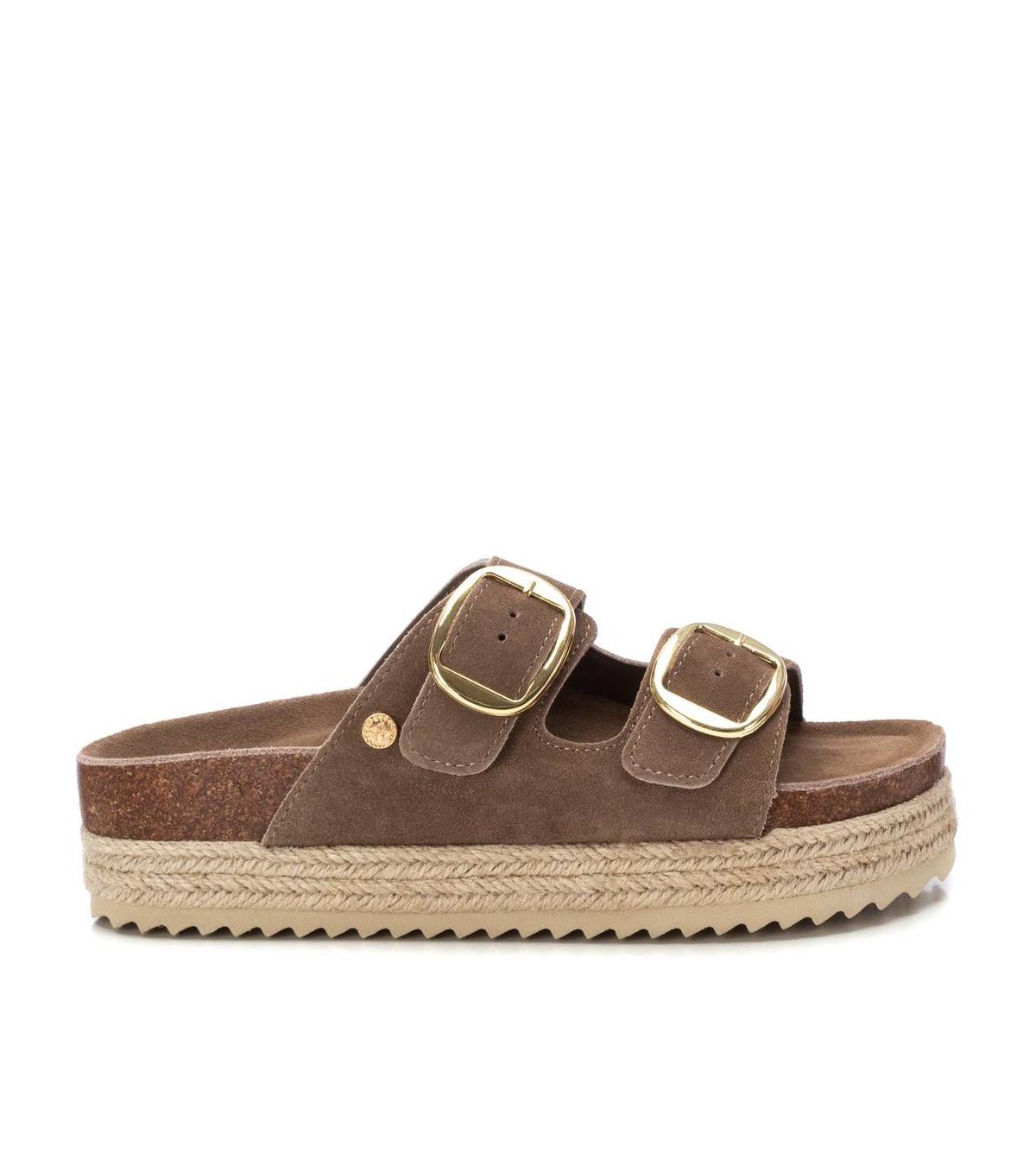 Women's Suede Flat Sandals By Xti - Nude