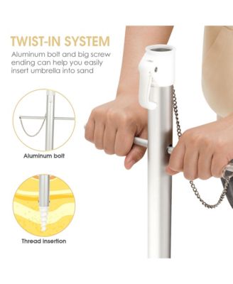 6.5Ft Beach Umbrella w/ Tilt Mechanism Sand Anchor Carrying Bag