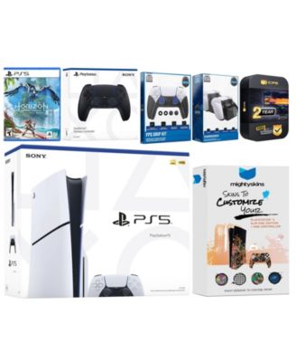 Playstation 5 Slim Disc with Horizon Forbidden West, Extra Controller, FPS Grip Kit, Charge Dock and MightySkins Decal Voucher + 2 Year CPS Exten