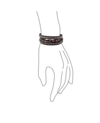 Hip Hop Punk Rocker Cuff Bracelet Metal Studded Rivets Wide Woven Leather