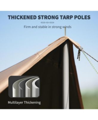 Camping Tent Tarp with Poles, Waterproof PU 18000mm+, Anti-UV UPF2000+ Camping Sun Shelter Rain Fly, Camping Tent Canopy