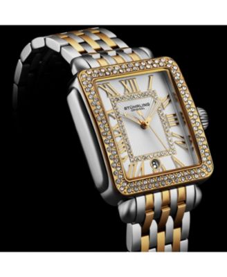 Women s VivreLuxe 34mm Rectangle Quartz Watch, Crystal Bezel, Roman Numeral Dial, Stainless Steel Bracelet