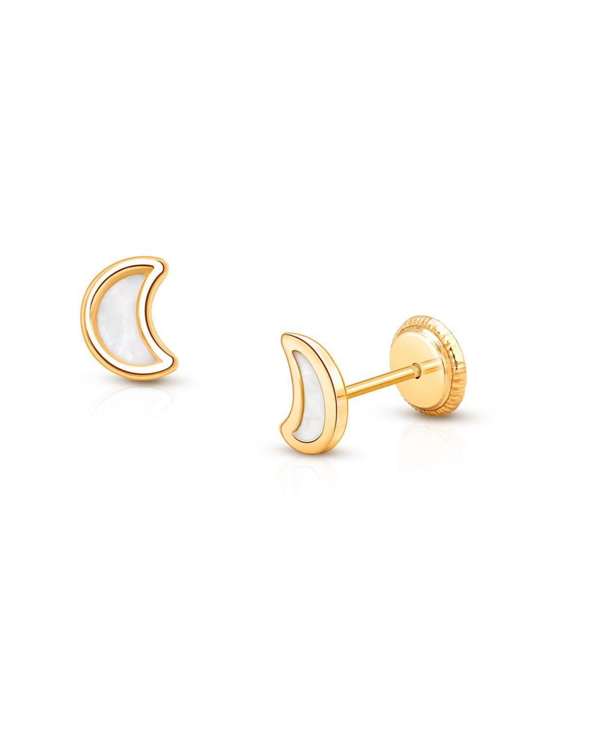 Детские Tiny Blessings 14K Gold Genuine Dream Moon Studs Screw Back Earrings — фото 1