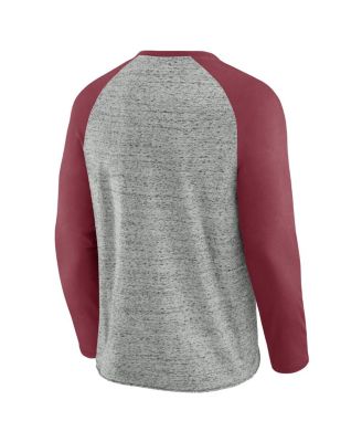 Men's Heather Gray Philadelphia Phillies Raw Edge Raglan Long Sleeve Baseball T-Shirt