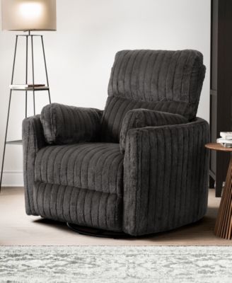 41" Jorvien Modern Chenille Power Swivel Glider Recliner with Pillows