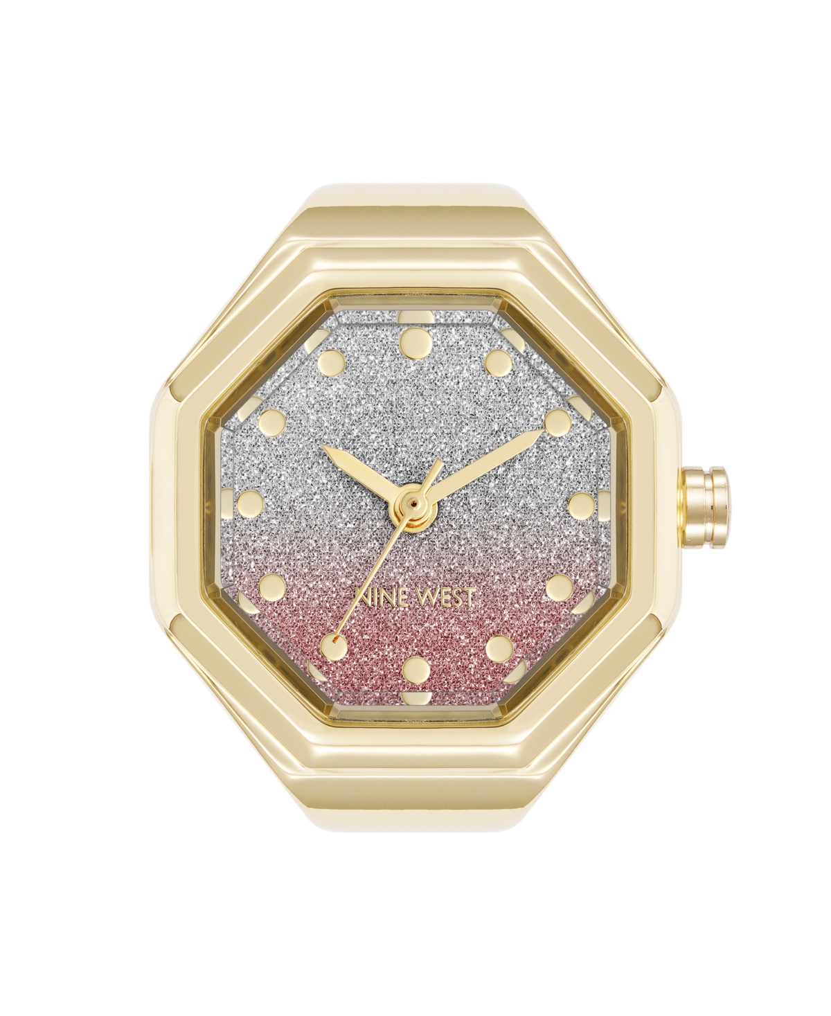Women's Quartz Octagonal Ombre Glitter Gold-Tone Metal Alloy Ring Watch, 23mm - Gold-Tone