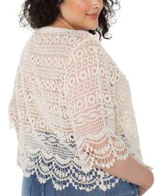 Plus Size Crochet Lace Bolero 