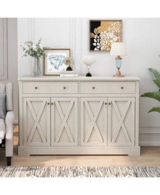 Vintage White Sideboard with Drawers and Doors for Storage