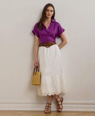 Lauren Ralph Lauren - Women's Eyelet Cotton Broadcloth Midi Skirt
