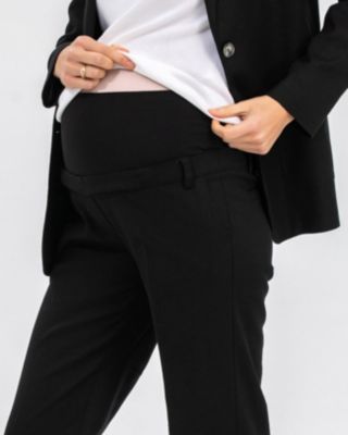 Maternity Linen Mix Textured Elastic Waist Flared Robert Trousers