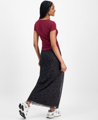 Juniors' Floral-Print Maxi Skirt
