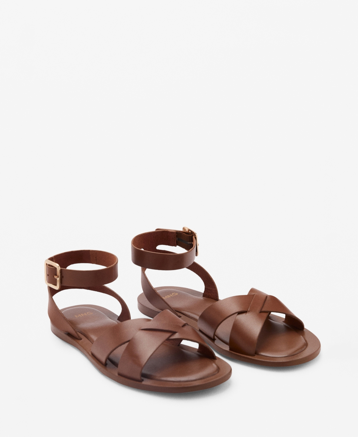 Shop Mango Women's Buckle Strap Leather Sandals