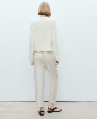 Women's Straight Cropped Linen Trousers Pants
