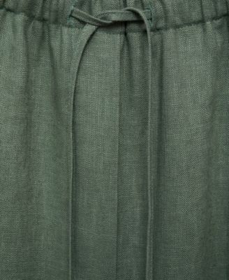 Women's Straight Linen-Blend Trousers Pants
