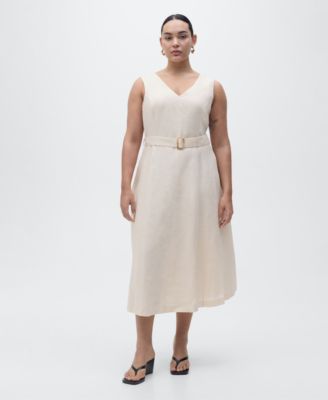 Women's Belt Linen Dress