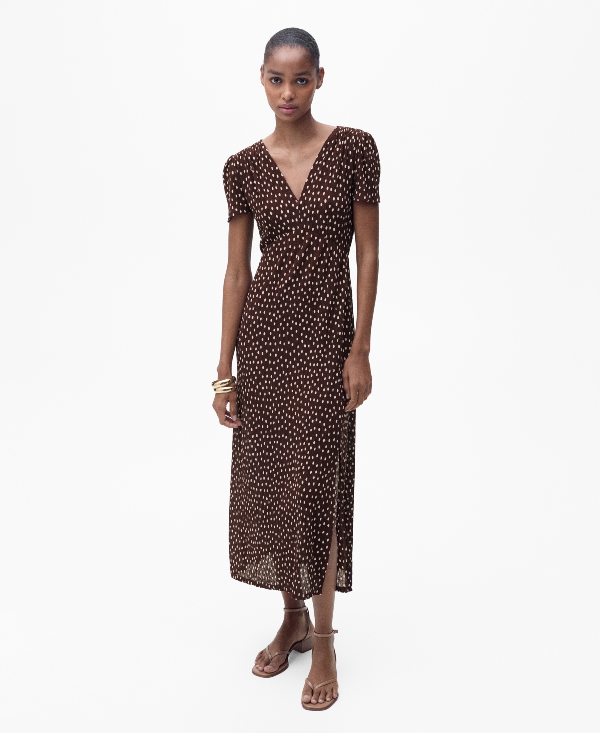 Shop Mango Women's Midi Floral Dress In Brown
