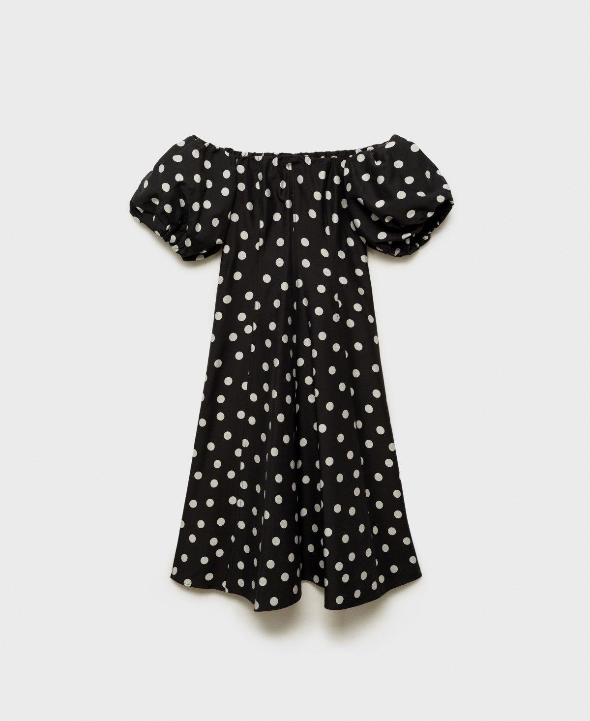 Mango Strapless Polka Dot Dress Black In Black