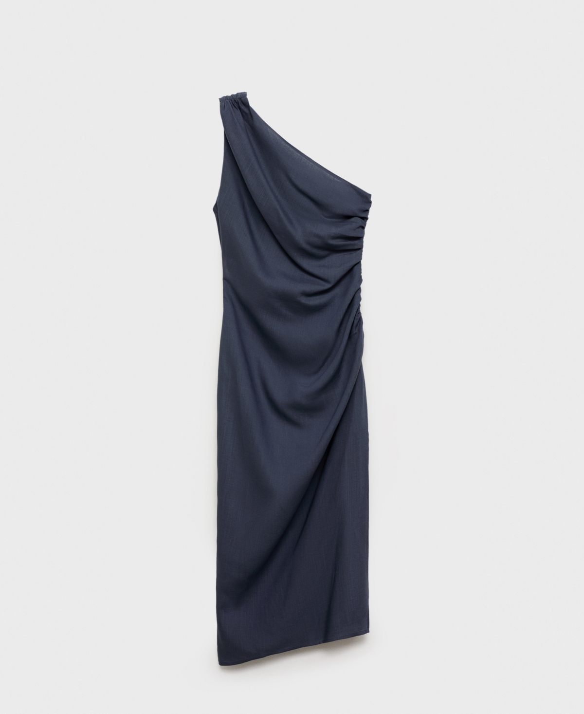 Shop Mango Women's Gathered Details Asymmetrical Dress In Indigo Blue