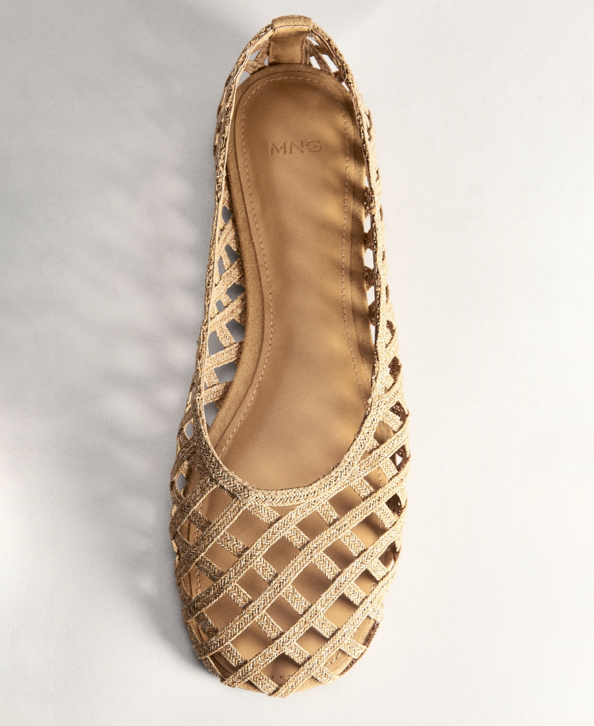 Mango Natural Fibre Ballerina Flats Medium Brown In Medium Brown