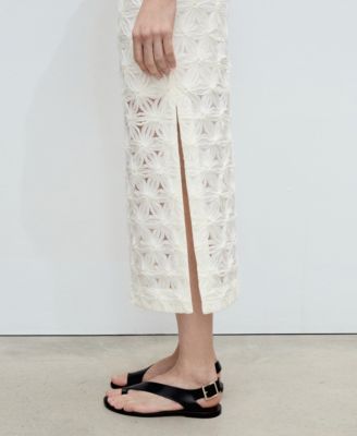 Women's Openwork Textured Floral Skirt