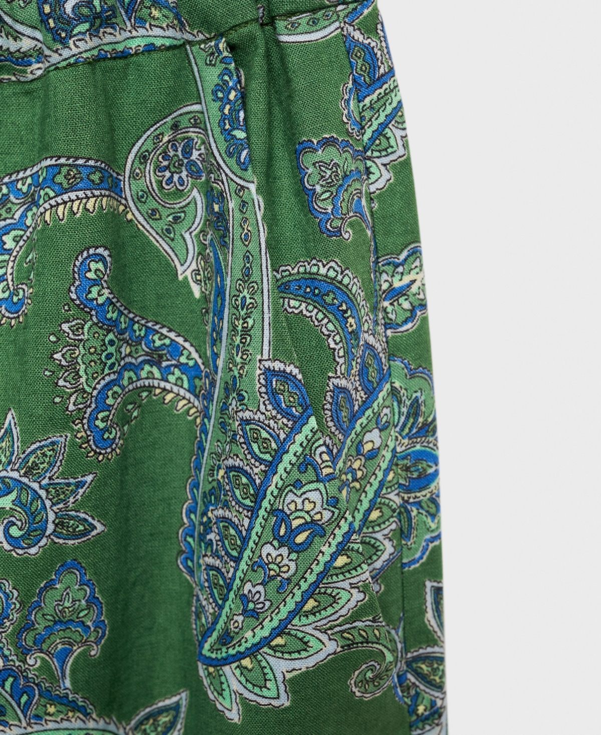 Shop Mango Women's Paisley Linen Pants In Green