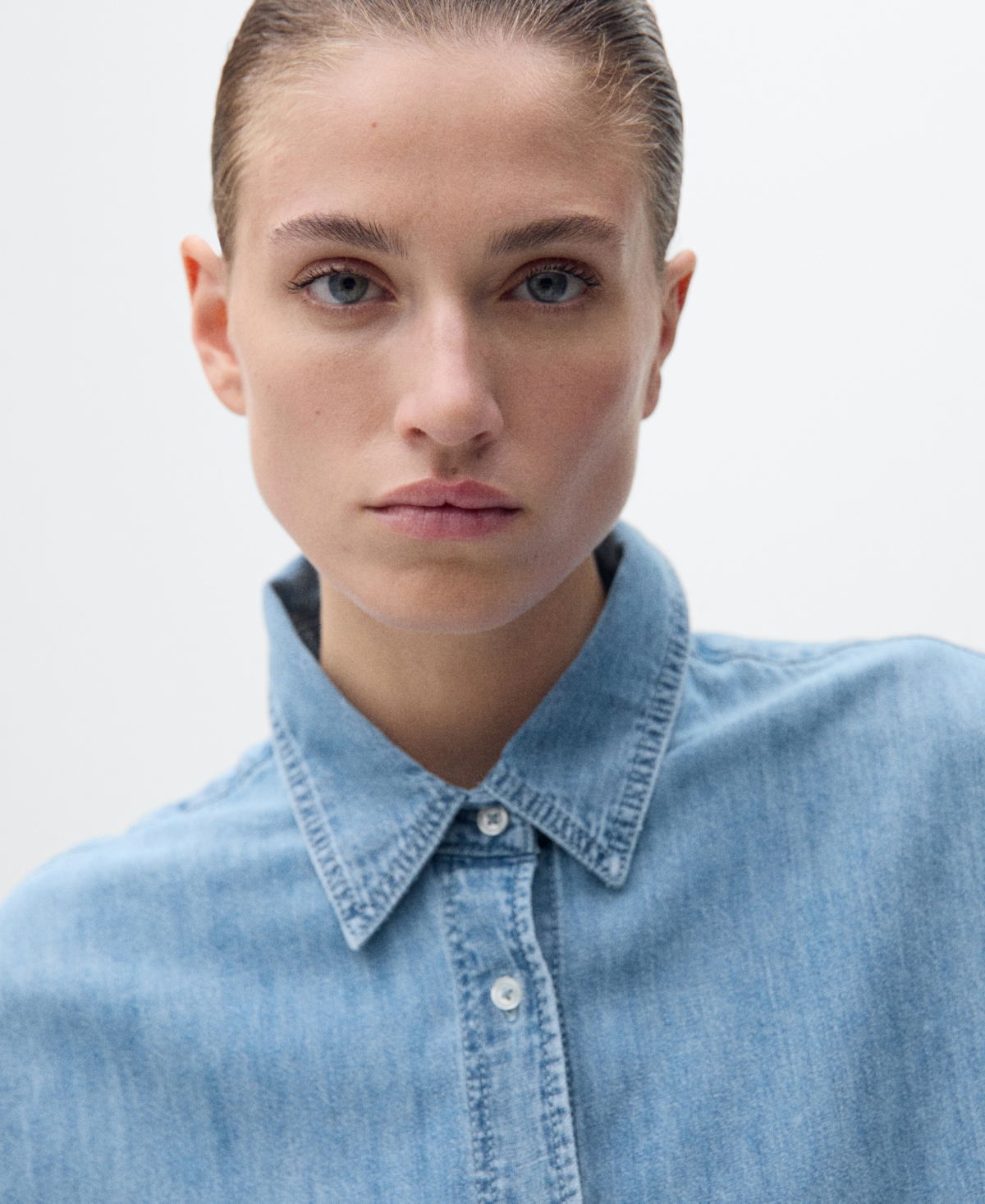 Mango Classic Oversized Denim Shirt In Medium Blue