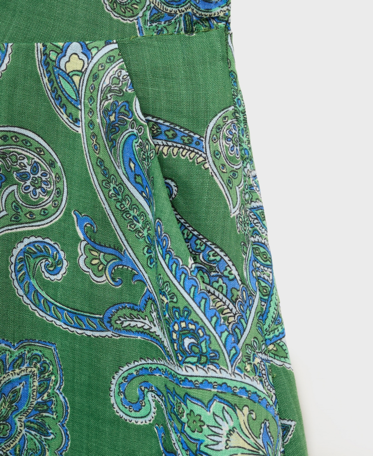 Mango Paisley Print Midi Dress In Green