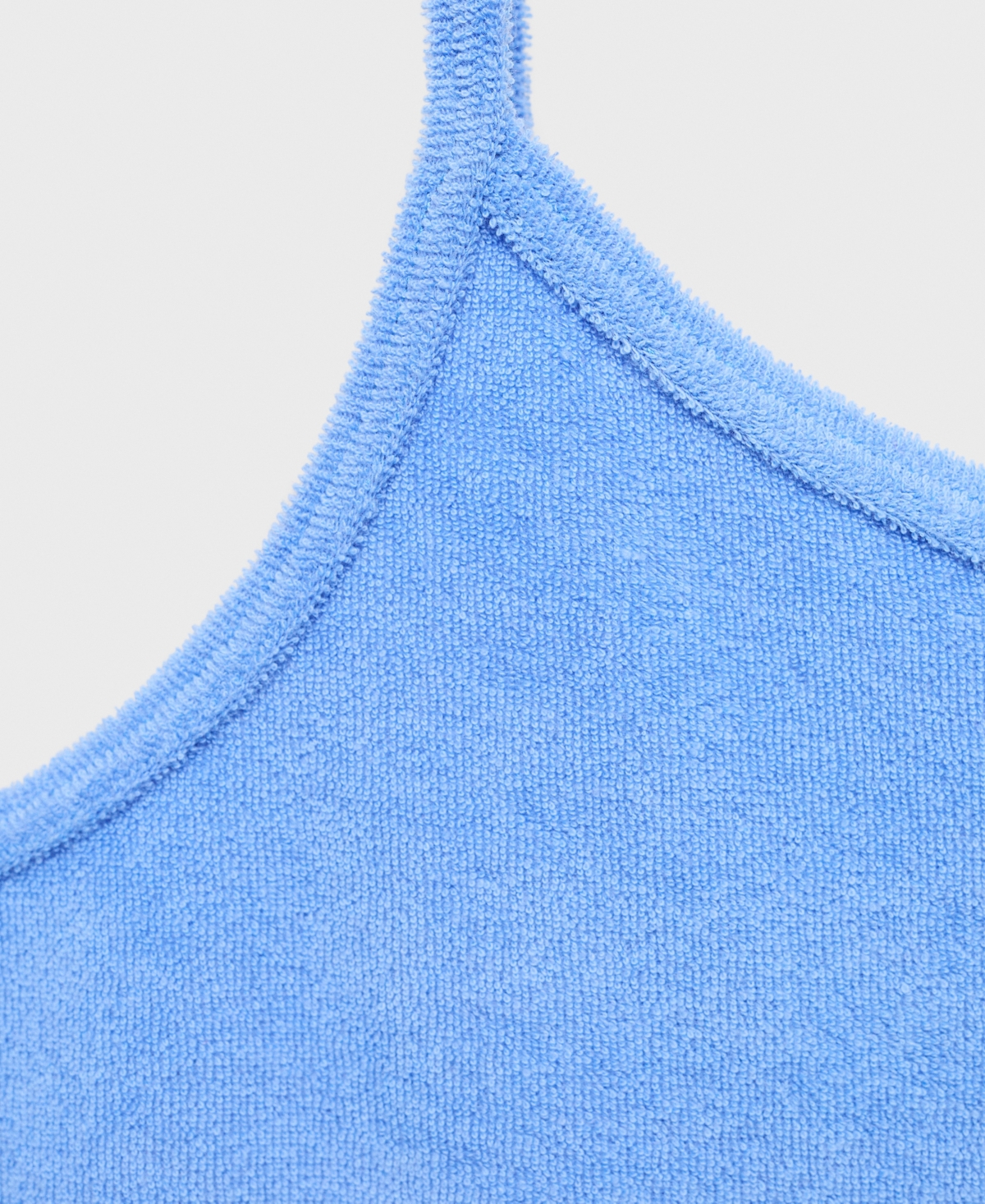 Mango Cotton Terry Crop Halter Top In Blue