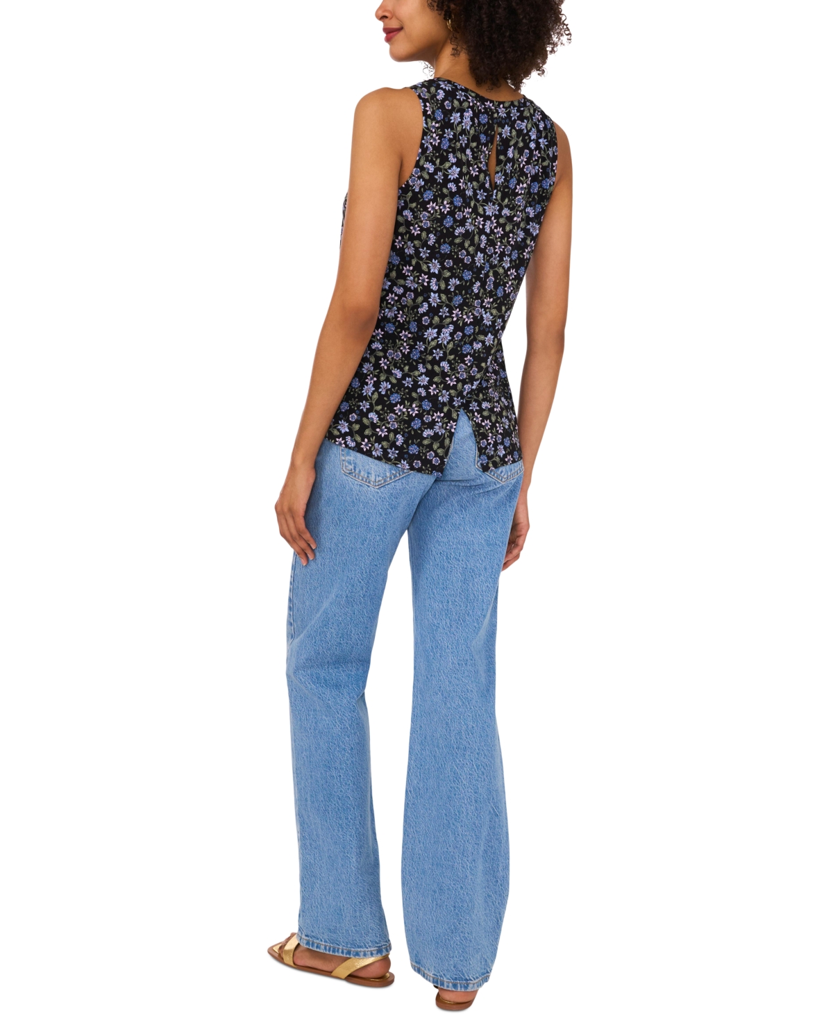 Shop Vince Camuto Women's Printed Keyhole-back Top
