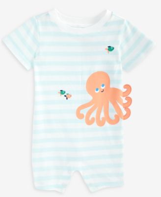 Baby Boys Octopus Graphic Striped Sunsuit, Exclusively at Macy's