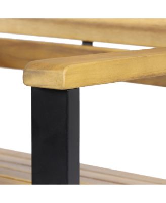 Modern Industrial Acacia Wood Barstool Set of 2, Teak and Black